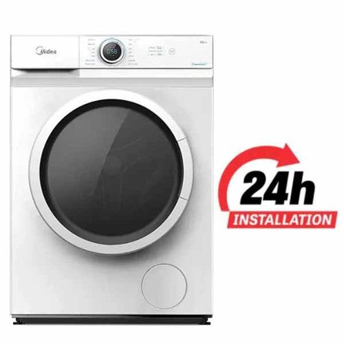 Midea Front Load Washing Machine With Lunar Dial, 1200 RPM, 15 Programs, Fully Automatic Washer, Digital LED Display 7 kg MF100W70W White